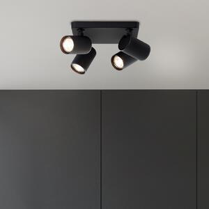 Brilliant Spot de plafon cu LED Marty, lungime 22 cm, negru nisip, 4 lumini., reglabil, Negru, Camera de zi / sufragerie, Aluminiu, Modern