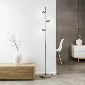 Brilliant Lampă de podea cu LED Lea, înălțime 157,5 cm, crom, 3 lumini, metal, Metalic, Camera de zi / sufragerie, Metal, Modern