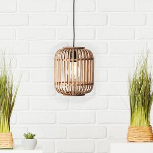 Brilliant Suspensie Woodrow, Ø 21,5 cm, lemn deschis, bambus/metal, reglabil, Lemn, Camera de zi / sufragerie, Bamboo, Casă de țară / Rustic