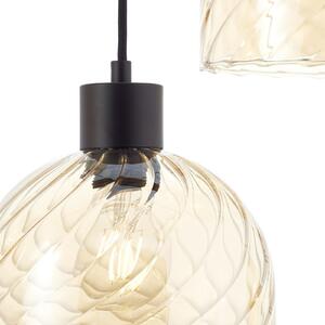 Brilliant Lampă suspendată Casto, lungime 95 cm, chihlimbar, 6 lumini, sticlă, reglabil, Maro / Rugină, Camera de zi / sufragerie, Metal, Modern