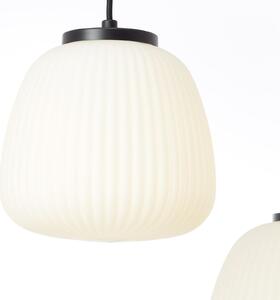 Brilliant Lampă suspendată Kaizen, lungime 125 cm, opal, 5 becuri, metal, reglabil, Alb, Camera de zi / sufragerie, Sticlă