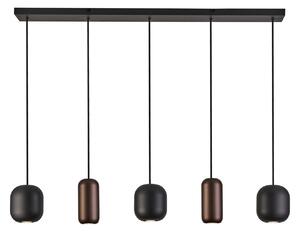 Brilliant Lampă suspendată Jane, lungime 102 cm, negru/maro/verde, cu 5 lumini., reglabil, Negru, Camera de zi / sufragerie, Metal, Modern