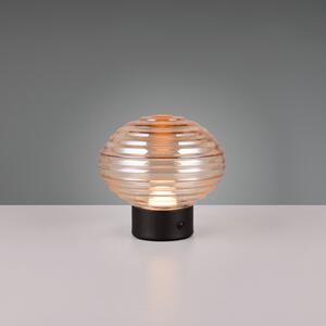 Reality Leuchten Lampă de masă reîncărcabilă Earl LED, negru/arămiziu, înălțime 14,5 cm,, reglabil, Bej, Camera de zi / sufragerie, Sticlă, Modern