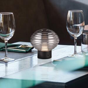 Reality Leuchten Lampă de masă reîncărcabilă Earl LED, negru/fum, înălțime 14,5 cm, sticlă, reglabil, Gri, Camera de zi / sufragerie, Sticlă, Modern