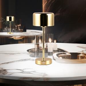 Reality Leuchten Jeff LED lampă de masă reîncărcabilă, alamă, înălțime 30 cm, metal, reglabil, Auriu / Alamă, Camera de zi / sufragerie, Metal, Modern