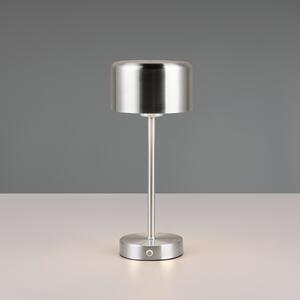 Reality Leuchten Lampă de masă reîncărcabilă Jeff LED, culoare nichel, înălțime 30 cm, metal, reglabil, Gri, Camera de zi / sufragerie, Metal, Modern