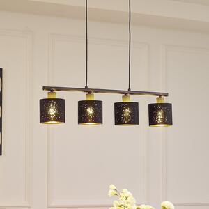 Lindby lampă suspendată Vasilia, 75 cm, negru / auriu, țesătură, reglabil, Negru, Camera de zi / sufragerie, Țesătură / Textil, Modern