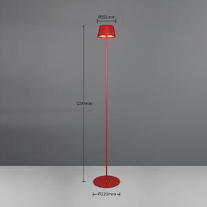 Reality Leuchten Lampă de podea reîncărcabilă Suarez LED, roșu, înălțime 123 cm, metal, reglabil, Roșu, Metal, Modern