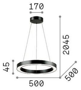 Ideallux Ideal Lux Lampă suspendată cu LED Oracle, negru, 3.000 K, Ø 50 cm, Negru, Camera de zi / sufragerie, Metal, Modern