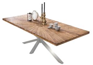 Masa dreptunghiulara cu blat din lemn de tec Tables&Co 220x100 cm maro/argintiu
