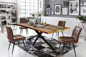Masa dreptunghiulara cu blat din lemn reciclat Tables&Co 160x85x76 cm multicolor/negru