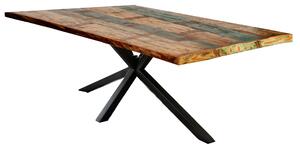 Masa dreptunghiulara cu blat din lemn reciclat Tables&Co 200x100 cm multicolor/negru