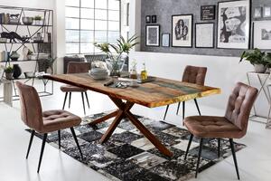 Masa dreptunghiulara cu blat din lemn reciclat Tables&Co 180x100x76 cm multicolor/maro