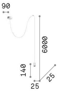 IDEAL LUX Ideal Lux LED suspendat cu LED-uri Archimede Cilindro negru metalic, Negru, Camera de zi / sufragerie, Metal, Modern