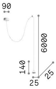 IDEAL LUX Ideal Lux Archimede Cono LED suspendat, alb, metal, Alb, Camera de zi / sufragerie, Metal, Modern