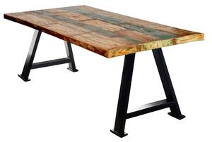 Masa dreptunghiulara cu blat din lemn reciclat Tables&Co 160x85 cm multicolor/negru