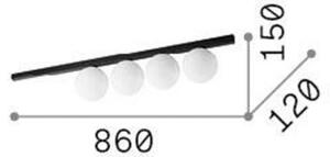 IDEAL LUX Ideal Lux Plafonieră Binomio alamă 4flg sticlă metalică de culoare, Auriu / Alamă, Camera de zi / sufragerie, Sticlă, Modern