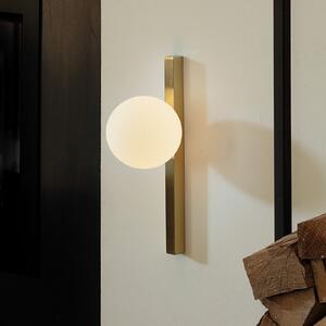 IDEAL LUX Ideal Lux Aplică de perete Binomio alamă-color alamă cu 1 bec din sticlă, Auriu / Alamă, Camera de zi / sufragerie, Sticlă, Modern