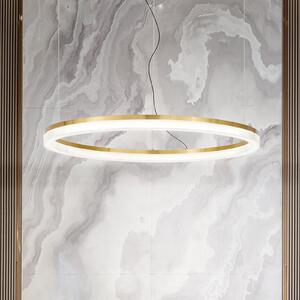 IDEAL LUX Lampă suspendată LED Crown, Ø 80 cm, metal de culoarea alamă, Auriu / Alamă, Camera de zi / sufragerie, Metal, Modern
