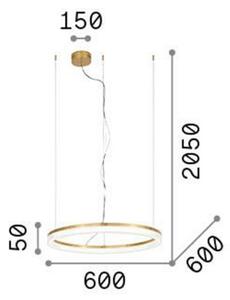 IDEAL LUX Ideal Lux Lampă suspendată cu LED Crown Ø 60 cm, metal de culoare alamă, Auriu / Alamă, Camera de zi / sufragerie, Metal, Modern
