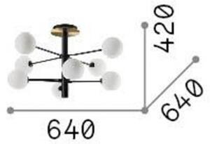 Ideallux Ideal Lux Cosmopolitan plafonieră de lux negru metal sticlă 8flg., Negru, Camera de zi / sufragerie, Metal, Design, glob