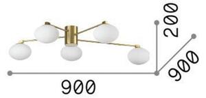 IDEAL LUX Ideal Lux Hermes plafonieră Hermes, alb, 90 cm, 5 lumini, sticlă, Alb, Camera de zi / sufragerie, Sticlă, Design, Plafon semicircular cu spațiere