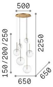 IDEAL LUX Lampa suspendată Equinoxe cu 6 becuri, finisaj cromat, sticlă, Crom, Camera de zi / sufragerie, Metal, glob