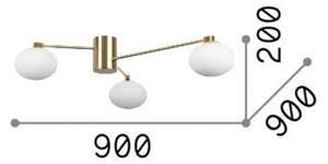 IDEAL LUX Ideal Lux Hermes plafonieră Hermes, alb, 90 cm, 3 lumini, sticlă, Alb, Camera de zi / sufragerie, Sticlă, Design, Plafon semicircular cu spațiere