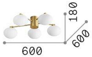 IDEAL LUX Ideal Lux Hermes plafonieră, alb, 60 cm, 5 becuri, sticlă, Alb, Camera de zi / sufragerie, Sticlă, Design, Plafon semicircular cu spațiere