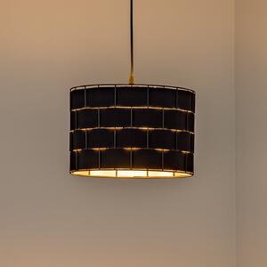 HELAM Lampă suspendată Atlanta, negru, Ø 30 cm, textil, E27, reglabil, Negru, Camera de zi / sufragerie, Țesătură / Textil
