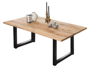 Masa dreptunghiulara din lemn de stejar Tables&Co 200x100x75 cm maro/negru