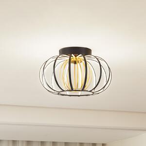 Lucande LED plafonieră Birger, Ø 39cm, negru / auriu, reglabil, Negru, Camera de zi / sufragerie, Metal, Modern
