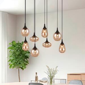 Trio Lighting Lumina, 8 lumini, negru/arămiziu, sticlă, reglabil, Camera de zi / sufragerie, Sticlă, Modern