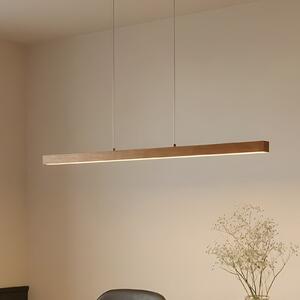 Lucande Lampă suspendată LED Nihalo, lemn, 122 cm, dimabil, CCT, reglabil, Lemn, Camera de zi / sufragerie, Lemn, Modern