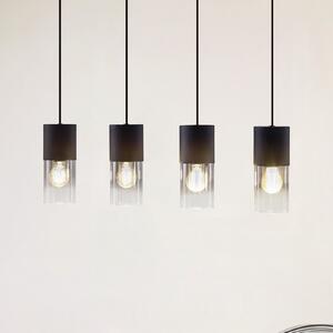 Lindby lampă suspendată Svante, 4 becuri, negru, sticlă, 85 cm, reglabil, Gri, Camera de zi / sufragerie, Sticlă, Modern