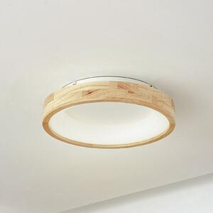 Lucande plafonieră LED Samvel, Ø 40 cm, lemn, Lemn, Camera de zi / sufragerie, Lemn, Modern