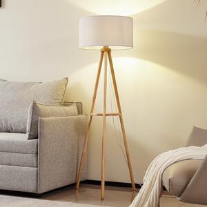 Lindby lampadar Adamio, Ø 45,5 cm, alb, textil, trepied, Alb, Camera de zi / sufragerie, Țesătură / Textil, Casă de țară / Rustic