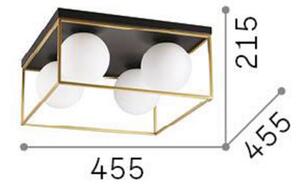 Ideallux Ideal Lux Plafonieră Lingotto, 4 lumini, negru, sticlă opalină, reglabil, Negru, Camera de zi / sufragerie, Metal, Modern, glob