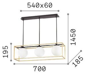 Ideallux Ideal Lux lampă suspendată Lingotto, 3 lumini, o cușcă, negru, reglabil, Negru, Camera de zi / sufragerie, Metal, Modern, glob