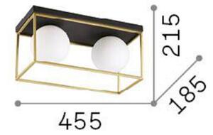 Ideallux Ideal Lux Plafonieră Lingotto, 2 lumini, negru, sticlă opalină, reglabil, Negru, Camera de zi / sufragerie, Metal, Modern, glob