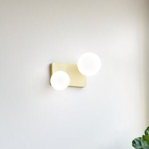 Ideallux Ideal Lux Penta, plafonieră cu 2 lumini, de culoare aurie, sticlă opalină, Auriu / Alamă, Camera de zi / sufragerie, Aluminiu, Design, glob