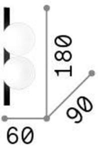 IDEAL LUX Ideal Lux LED lampă de perete Ping Pong alamă cu 2 lumini din sticlă, Auriu / Alamă, Camera de zi / sufragerie, Metal, Design, glob