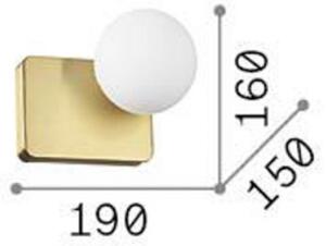Ideallux Ideal Lux Penta, perete de culoare aurie, sticlă opală, aluminiu, Auriu / Alamă, Camera de zi / sufragerie, Aluminiu, Design, glob
