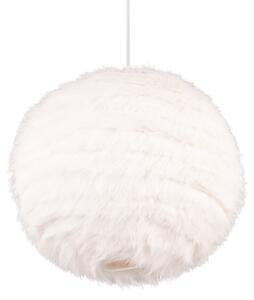 Reality Leuchten Lampă suspendată Furry, Ø 35 cm, culoare nisip, pluș sintetic, reglabil, Bej, Camera de zi / sufragerie, Țesătură / Textil, Modern