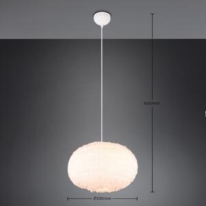 Reality Leuchten Lampă suspendată Furry, Ø 50 cm, culoare nisip, pluș sintetic, reglabil, Bej, Camera de zi / sufragerie, Țesătură / Textil, Modern