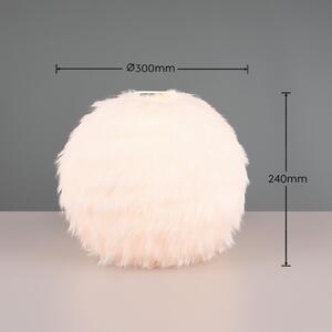 Reality Leuchten Lampă de masă cu blană, înălțime 24 cm, culoare nisip, pluș sintetic, Bej, Camera de zi / sufragerie, Țesătură / Textil, Modern