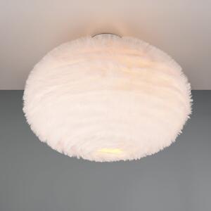 Reality Leuchten Plafonieră Furry, Ø 50 cm, culoare nisip, pluș sintetic, reglabil, Bej, Camera de zi / sufragerie, Țesătură / Textil, Modern