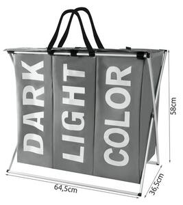 Cos de rufe multifunctional, 3 compartimente, impermeabil, 64,5x58x36,5cm, gri