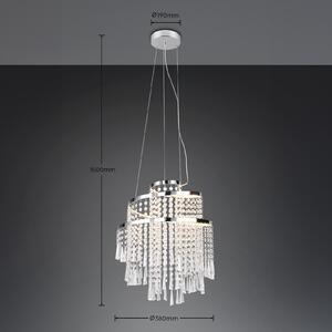 Reality Leuchten Pomp Lampă suspendată cu LED, Ø 38 cm, crom, acrilic/metal, CCT, reglabil, Metalic, Camera de zi / sufragerie, Plastic