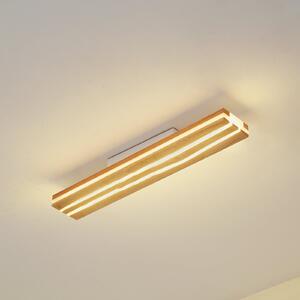 Lucande plafonieră LED Silja, lemn, 100 cm, 3000K, Lemn, Camera de zi / sufragerie, Lemn, Modern